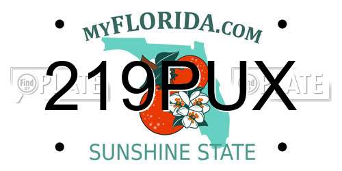 219PUX Florida License Plate