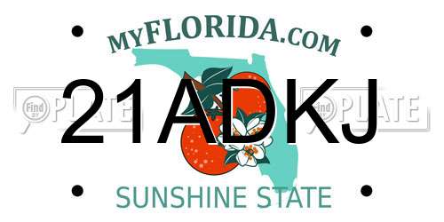 21ADKJ Florida License Plate