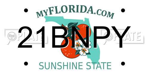 21BNPY Florida License Plate