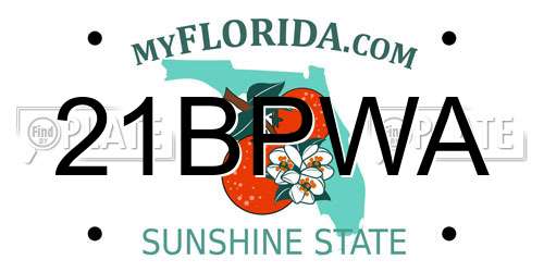 21BPWA Florida License Plate