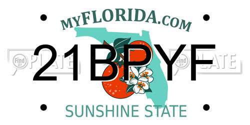 21BPYF Florida License Plate