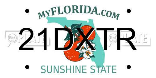 21DXTR Florida License Plate