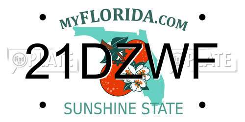 21DZWF Florida License Plate
