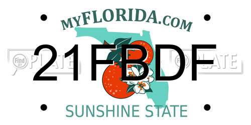 21FBDF Florida License Plate