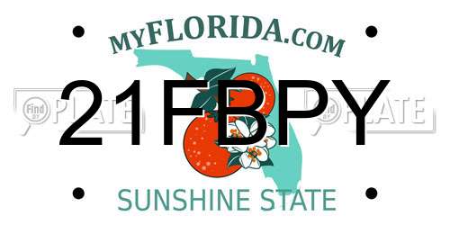 21FBPY Florida License Plate