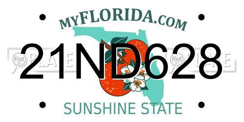 21ND628 Florida License Plate