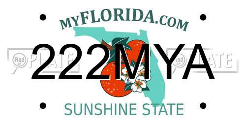 222MYA Florida License Plate