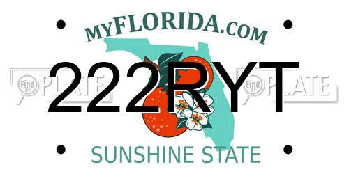 222RYT Florida License Plate