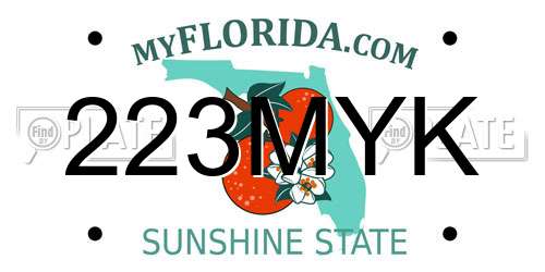 223MYK Florida License Plate