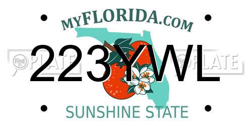 223YWL Florida License Plate