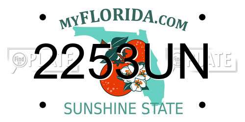2253UN Florida License Plate
