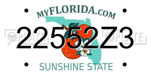 22552Z3 Florida License Plate