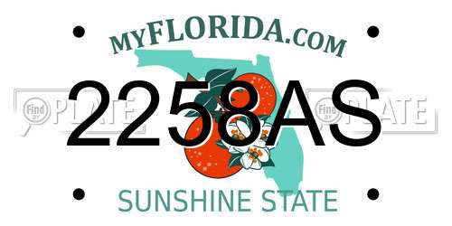 2258AS Florida License Plate