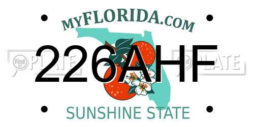 226AHF Florida License Plate