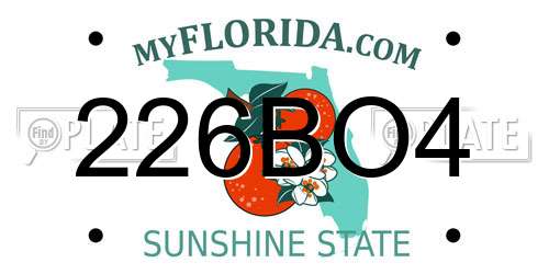 226BO4 Florida License Plate