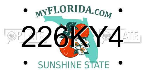 226KY4 Florida License Plate