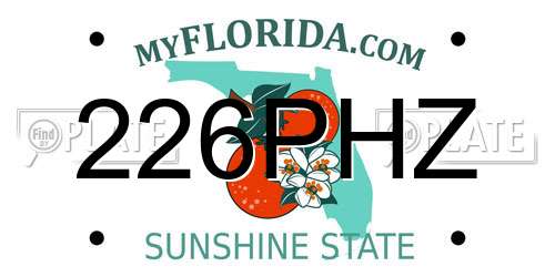 226PHZ Florida License Plate