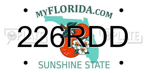 226RDD Florida License Plate