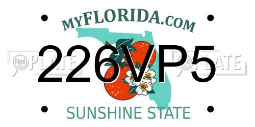 226VP5 Florida License Plate