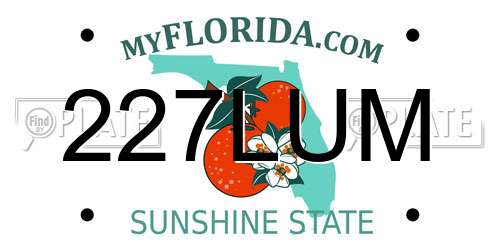 227LUM Florida License Plate