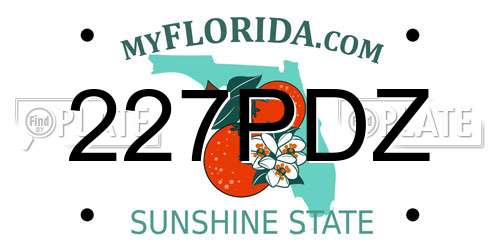 227PDZ Florida License Plate