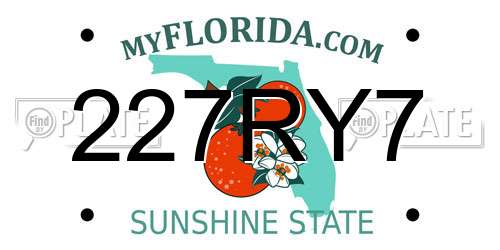 227RY7 Florida License Plate
