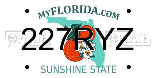 227RYZ Florida License Plate