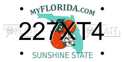 227XT4 Florida License Plate