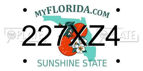 227XZ4 Florida License Plate