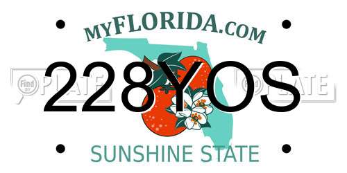 228YOS Florida License Plate
