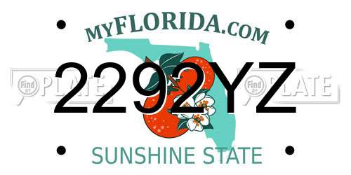 2292YZ Florida License Plate