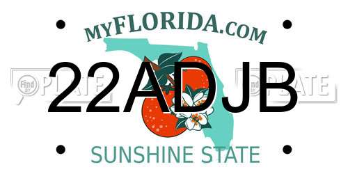 22ADJB Florida License Plate