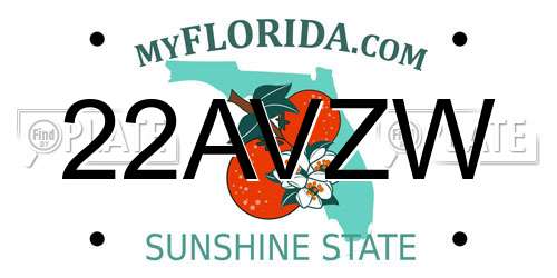 22AVZW Florida License Plate