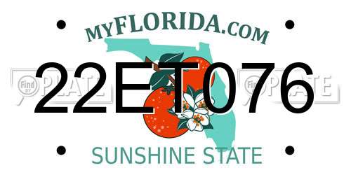 22ET076 Florida License Plate