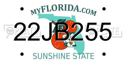 22JB255 Florida License Plate