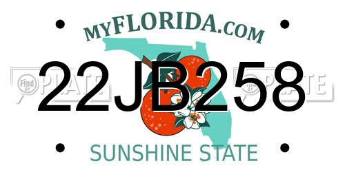 22JB258 Florida License Plate
