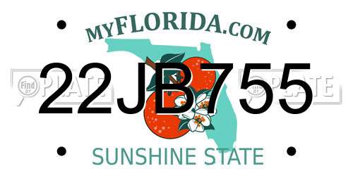 22JB755 Florida License Plate