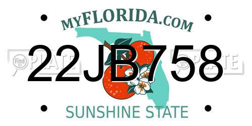 22JB758 Florida License Plate