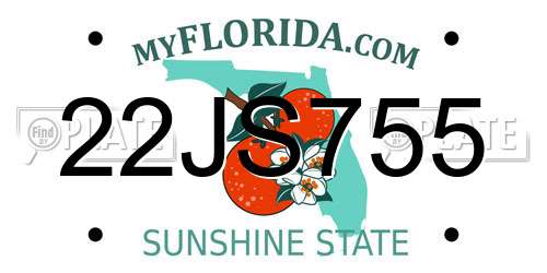 22JS755 Florida License Plate