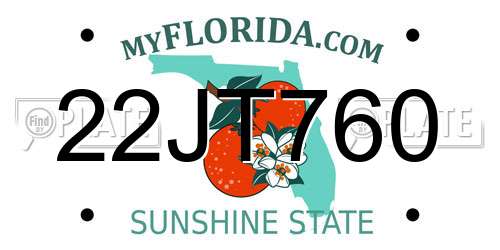 22JT760 Florida License Plate