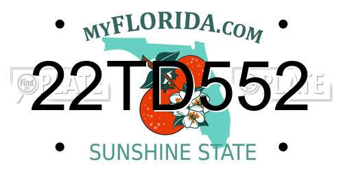 22TD552 Florida License Plate