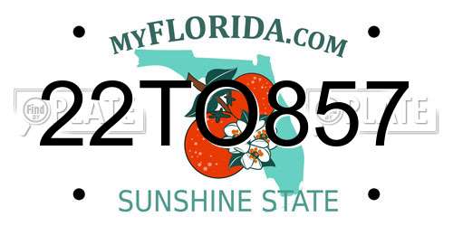 22TO857 Florida License Plate
