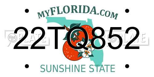 22TQ852 Florida License Plate
