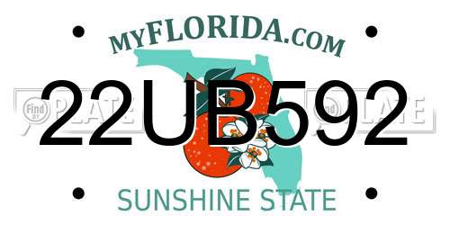 22UB592 Florida License Plate