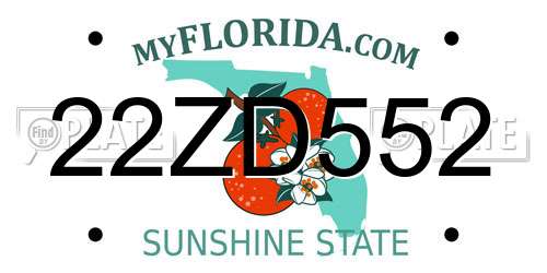 22ZD552 Florida License Plate