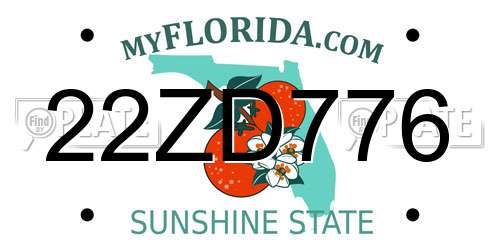 22ZD776 Florida License Plate