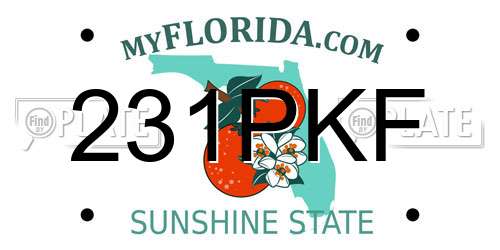 231PKF Florida License Plate