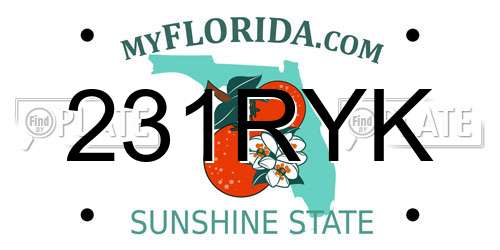 231RYK Florida License Plate