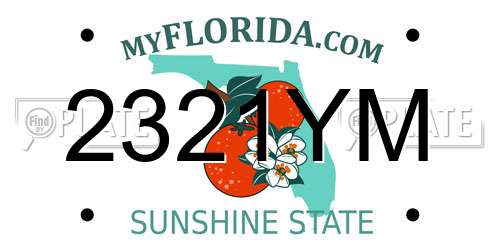 2321YM Florida License Plate