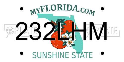 232LHM Florida License Plate